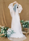 1970's inspired juliet cap veil with two tiers in ivory. handmade in canada