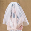 pure white double layer blusher veil for brides with rounded hem