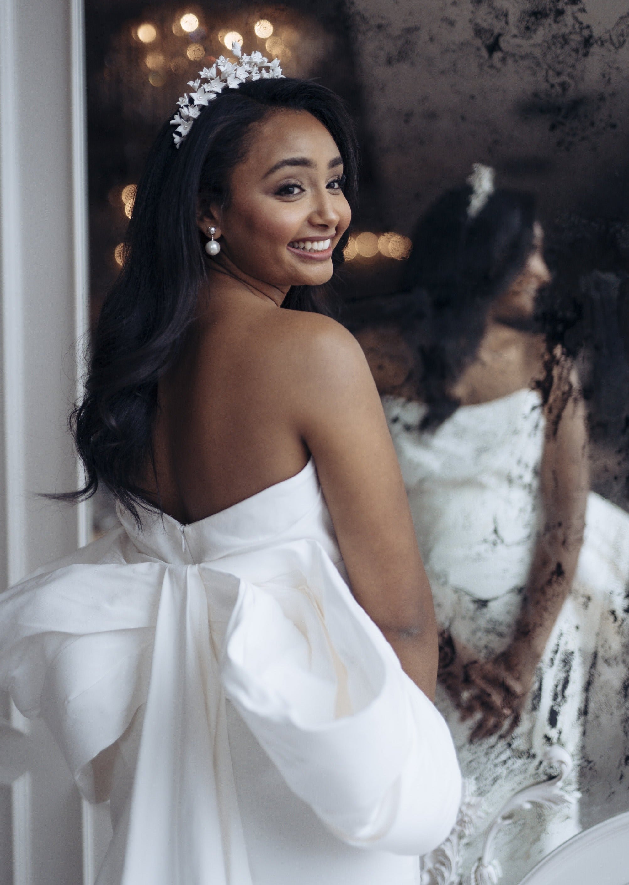 modern floral tiara for brides in toronto