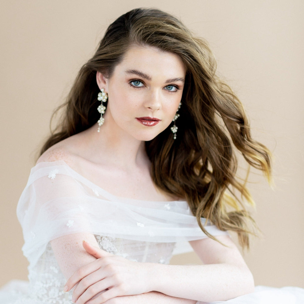 Ivory wedding earrings on sale