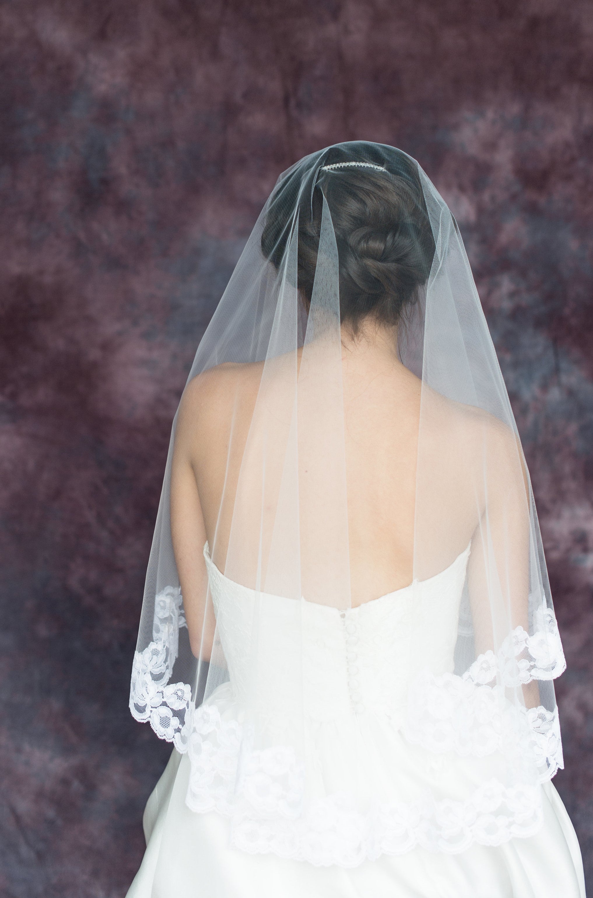 Vintage Lace Trimmed Bridal Drop Veil - Handmade in Toronto Canada - Blair Nadeau Bridal Adornments - Whitney Heard Photography