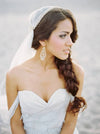 Gold & Ivory crystal beaded wedding juliet cap veil with lace details - Handmade in Toronto Canada - Blair Nadeau