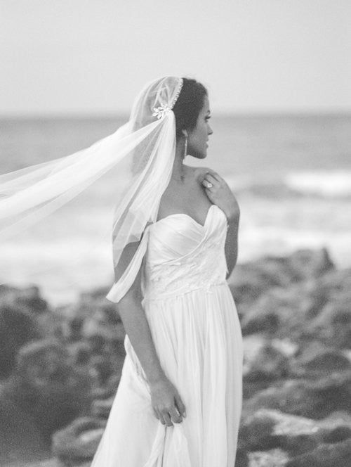 Gold juliet cap chapel length wedding veil - handmade in Toronto Canada - Blair Nadeau 