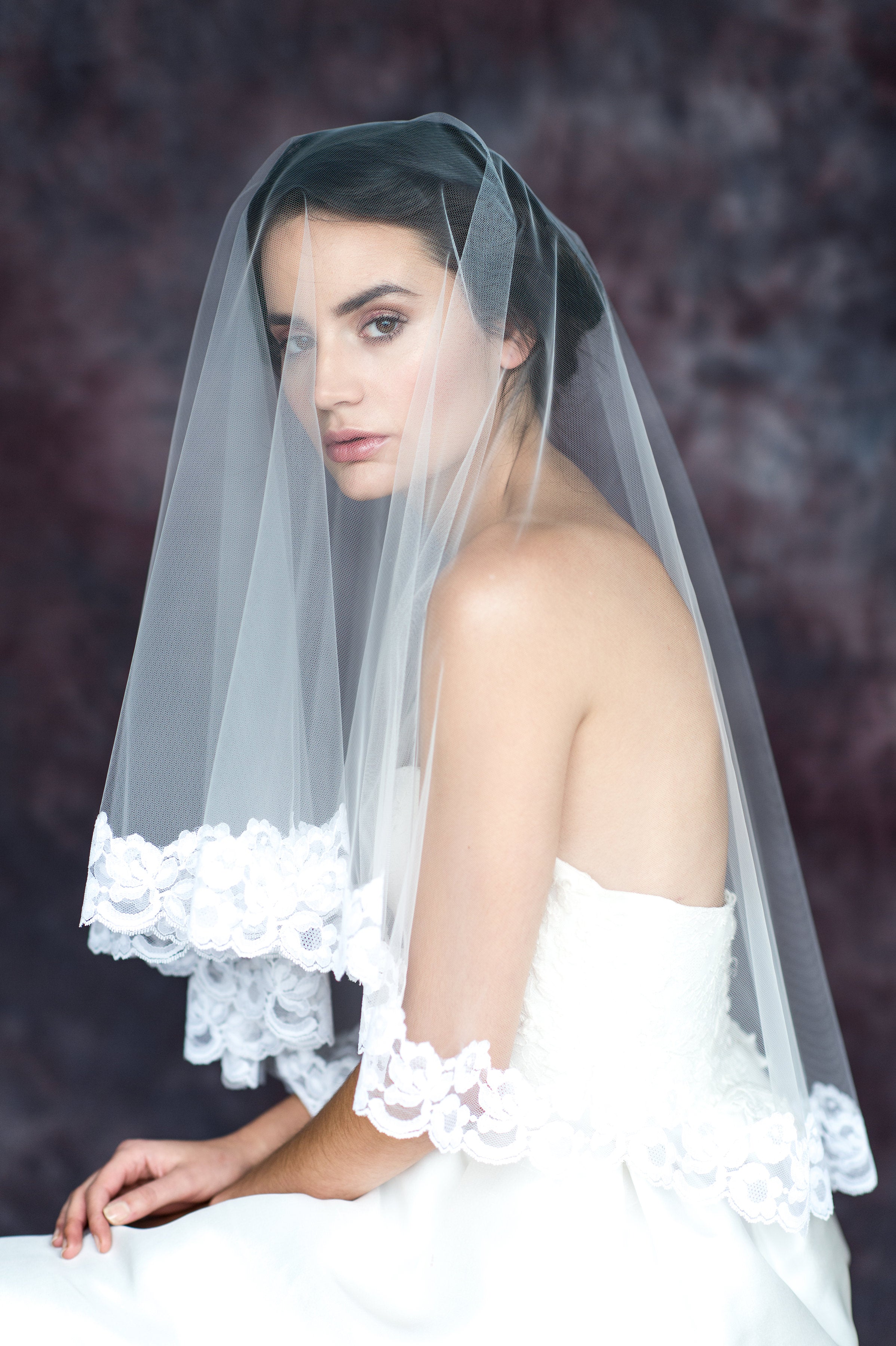 Vintage Lace Trimmed Bridal Drop Veil - Handmade in Toronto Canada - Blair Nadeau Bridal Adornments - Whitney Heard Photography