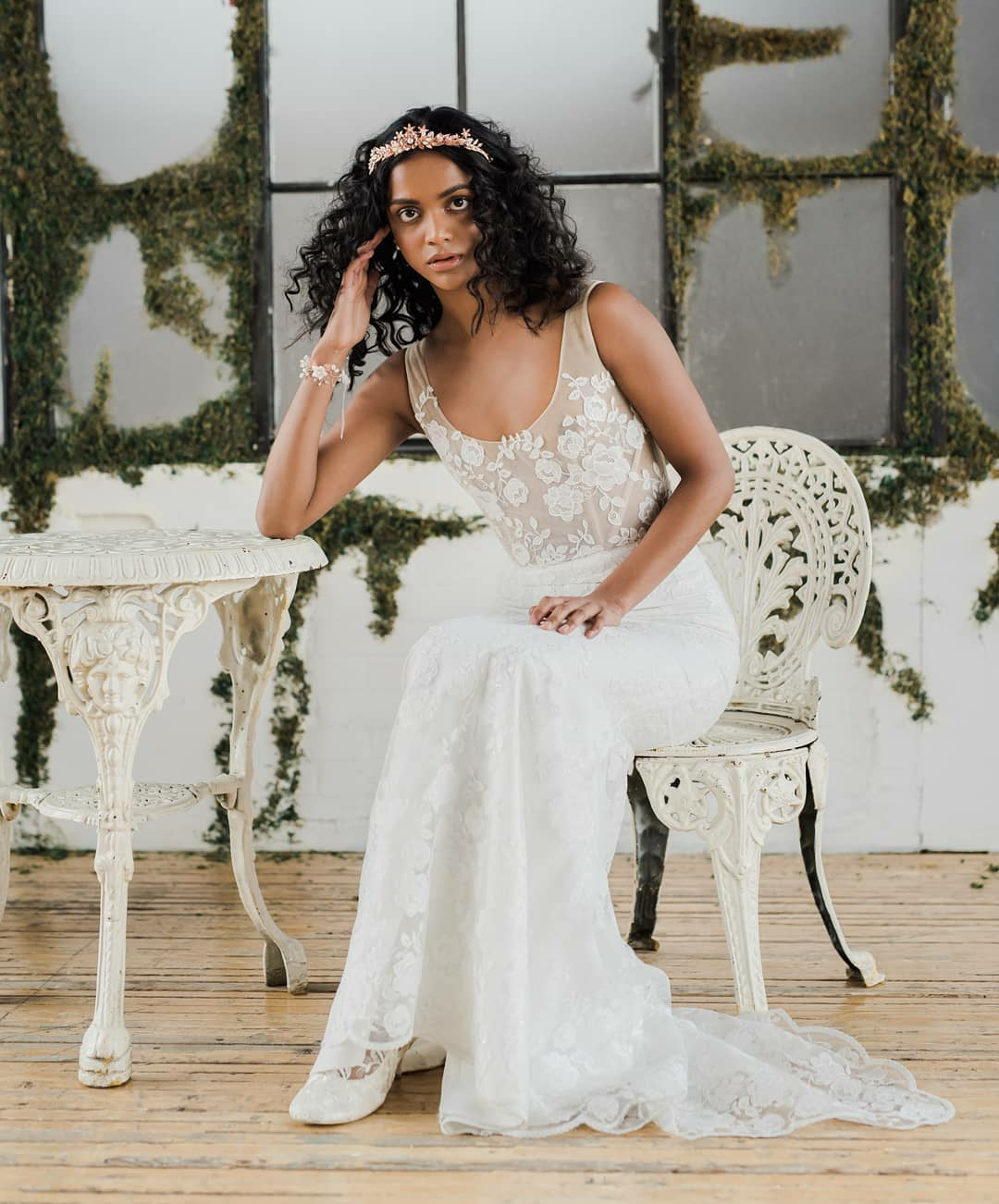 CLAUDETTE Rose Gold Floral Crown - Rental