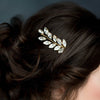 silver wedding hair pin with crystal leaves for brides in canada