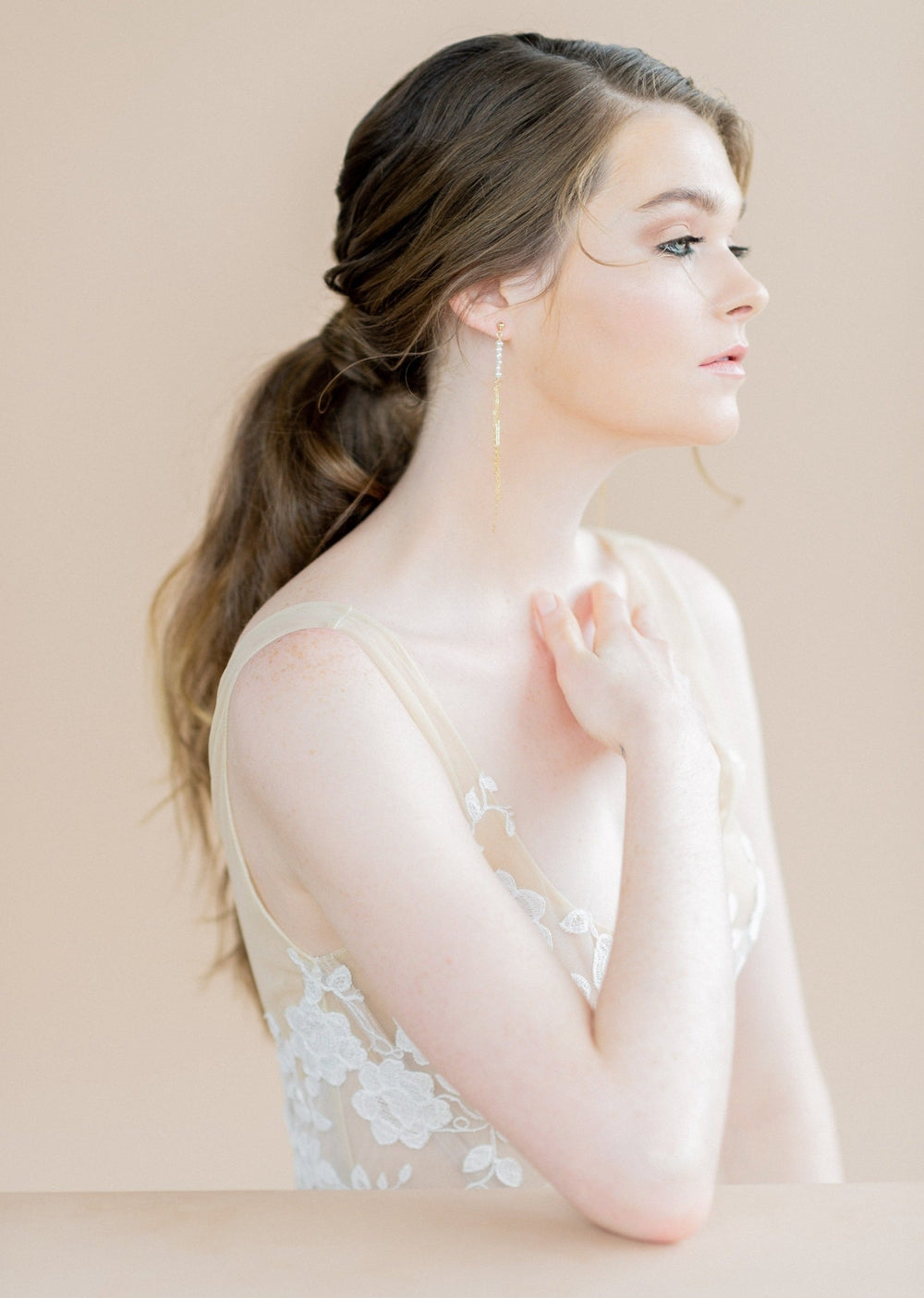 Silver Fringe Tiny Freshwater Pearl Earrings - Handmade in Toronto Ontario Canada, Blair Nadeau Bridal Adornments - Whitney Heard Photography