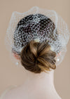 ivory modern bridal fitted birdcage veil with combs -  made in toronto ontario canada - blair nadeau bridal adornments - whitney heard photography