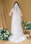 fingertip length two tier cut edge wedding veil for brides in toronto