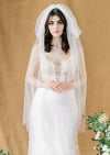 simple cathedral length wedding veil with mini blusher 