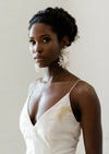Oversized Ivory and White Flower Teardrop Bridal Earrings for minimalist wedding dresses