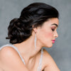 Silver Extra Long Clear Crystal Beaded Cascading Bridal Earrings - Made in Toronto Canada - Blair Nadeau Bridal - Whitney Heard Photography