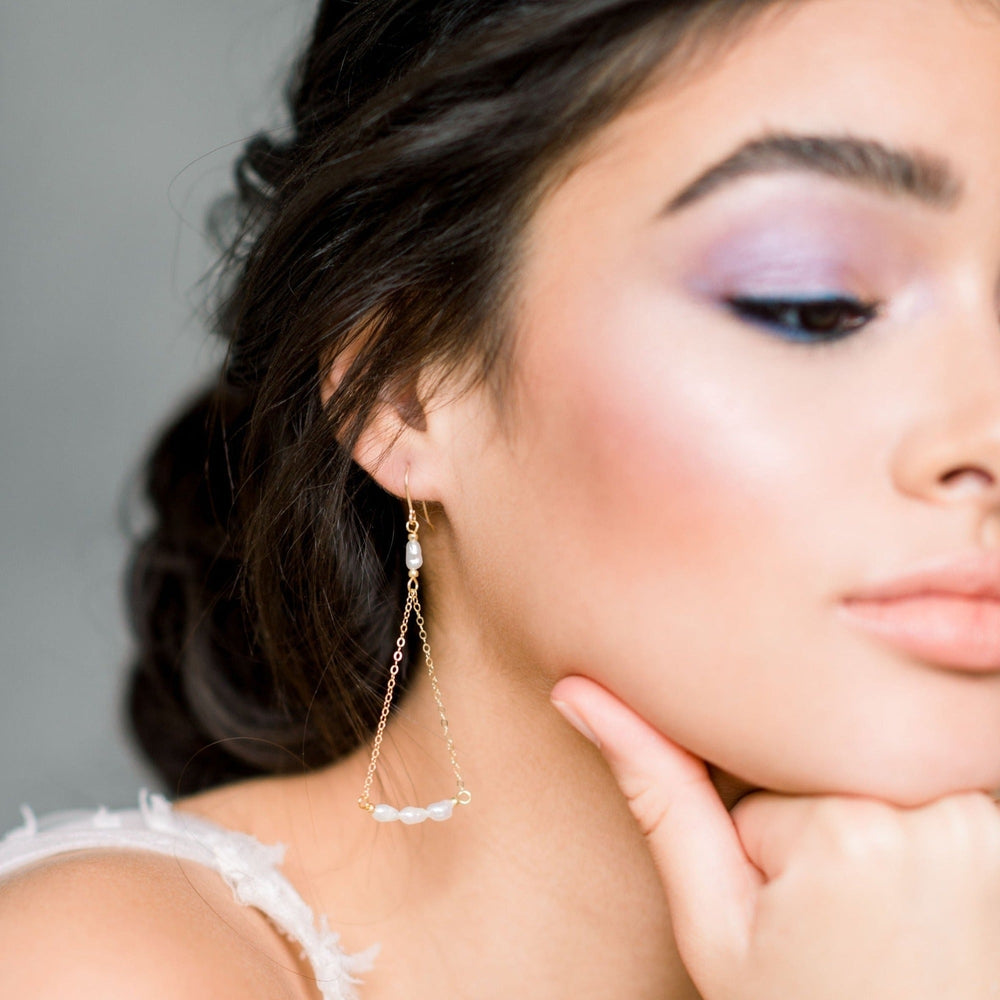 Gold Vintage Pearl Chandelier Earrings - Handmade Toronto Ontario Canada, Blair Nadeau Bridal, Whitney Heard Photography