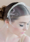 ivory pearl birdcage veil on headband, mini bandeau style veil - made in toronto ontario canada - blair nadeau bridal adornments - whitney heard photography