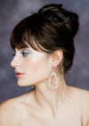 gold with white pearl beaded classic bridal teardrop dangle earrings