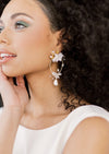 modern clay flower earrings with pearls and rhinestones