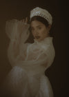 large bridal lace tiara inspired by the 1960s for vintage brides