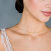 simple single strand pearl necklace with rhinestones for brides