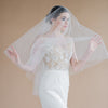 short pearl wedding veil with blusher for canadian brides