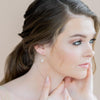 Small gold freshwater pearl half hoop earrings - blair nadeau bridal adornments - whitney heard photography