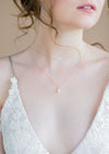 Gold bridal necklace with real pearls for v neck wedding dress