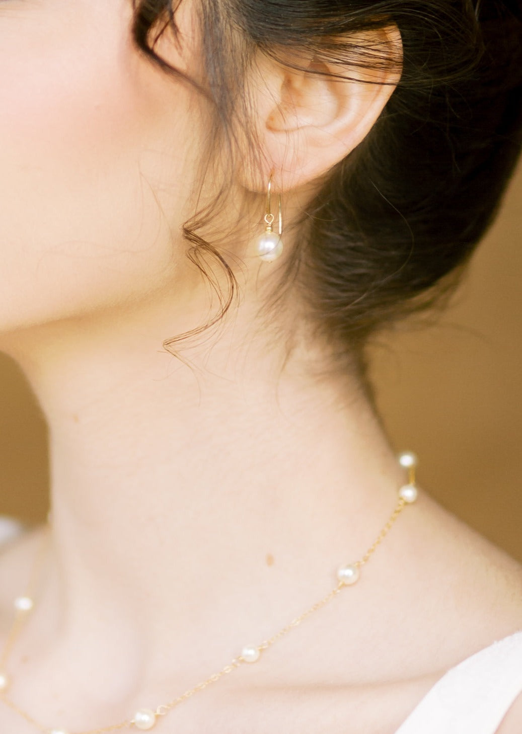 classic  pearl drop earrings in gold filled for brides wedding jewellery