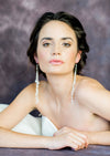 shoulder grazing rose gold crystal bridal earrings for weddings