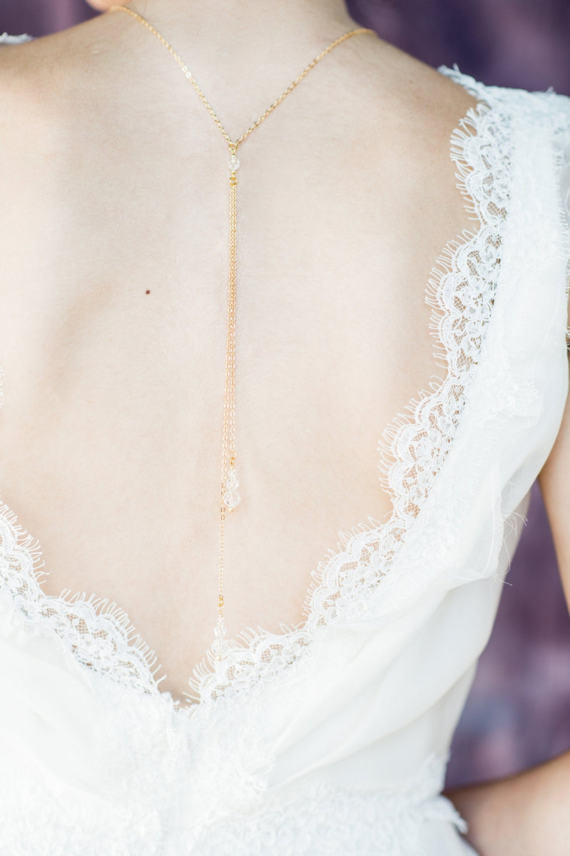 Crystal Back Accessory BONITA Crystal Bridal Back Necklace – Blair Nadeau Bridal