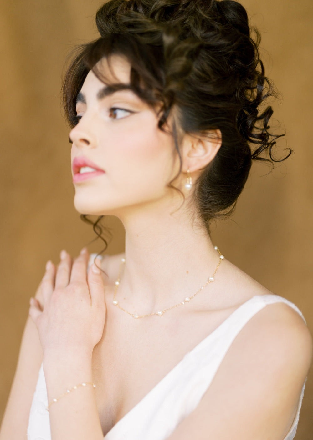 classic  pearl drop earrings in gold filled for brides wedding jewellery