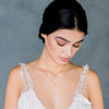 rose gold pearl drop bridal necklace with small round pearls for v neck wedding dress made in canada