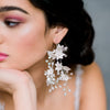 Gold Flower Bridal Earrigns with pearls and crystals for boho brides in canada