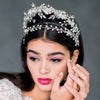Silver Floating Halo Style Bridal Statement Crown with Leaves, Flowers and Freshwater pearl vines - made in Toronto Ontario Canada - Blair Nadeau Bridal 