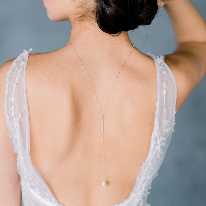 best selling vintage freshwater pearl pendant back drop necklace.  made in toronto canada by Blair nadeau bridal adornments