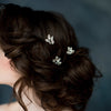 Silver Crystal Leaf Bridal Hair Pins handmade in Toronto Canada 