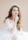 Silver Tall celestial inspired bridal crown with stars - handmade in canada by Blair Nadeau Bridal Adornments