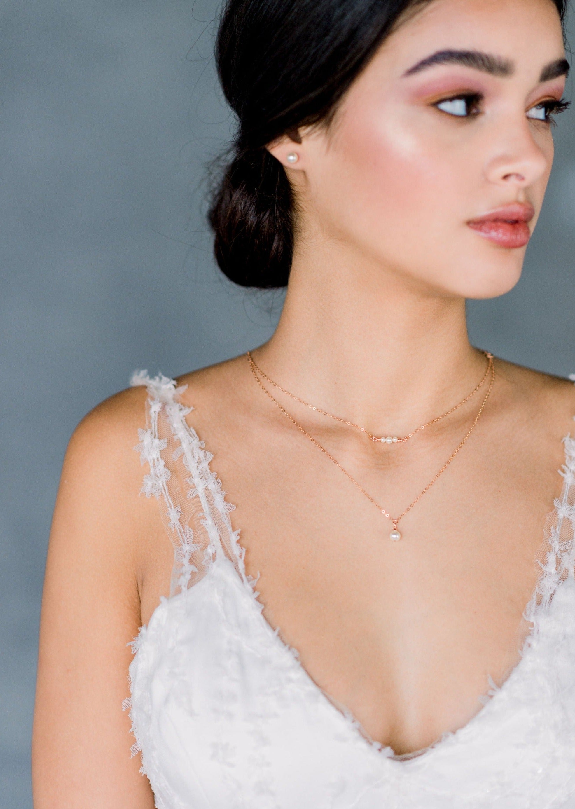 gold filled pearl drop bridal necklace for canadian brides