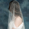 scattered pearl mantilla style wedding veil for brides, made in toronto canada by Blair nadeau bridal adornments