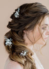 rose gold bridal hair clips with clay flowers for romantic weddings in canada