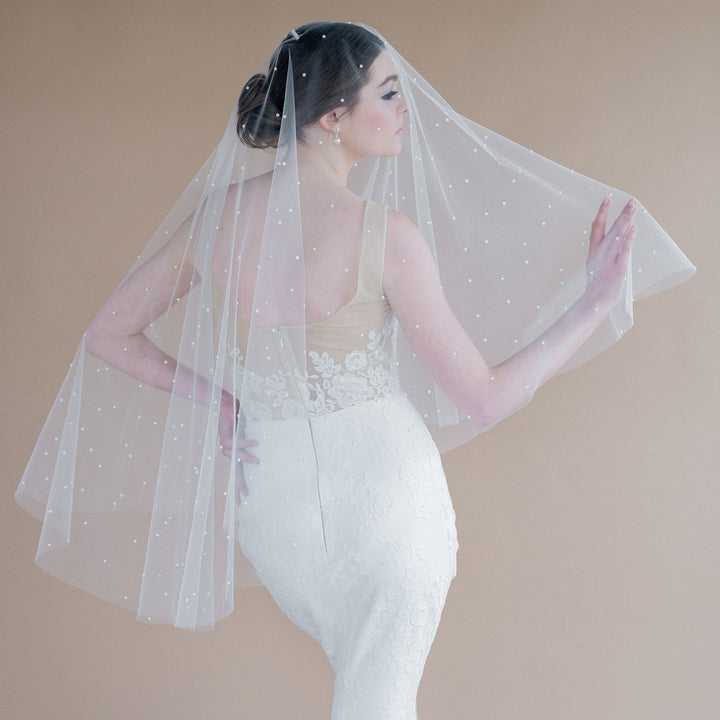 Pearl Wedding Veil, Chapel & Cathedral Lengths Drop Veil, Scattered Pearl  Blusher Veil 