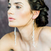 Extra Long Sterling Silver Crystal Teardrop Statement bridal Earrings . made in toronto canada by Blair nadeau bridal adornments