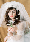 1960s inspired poof wedding veil with two layers for vintage boho brides