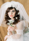 double layer poufy wedding veil with flower crown for brides