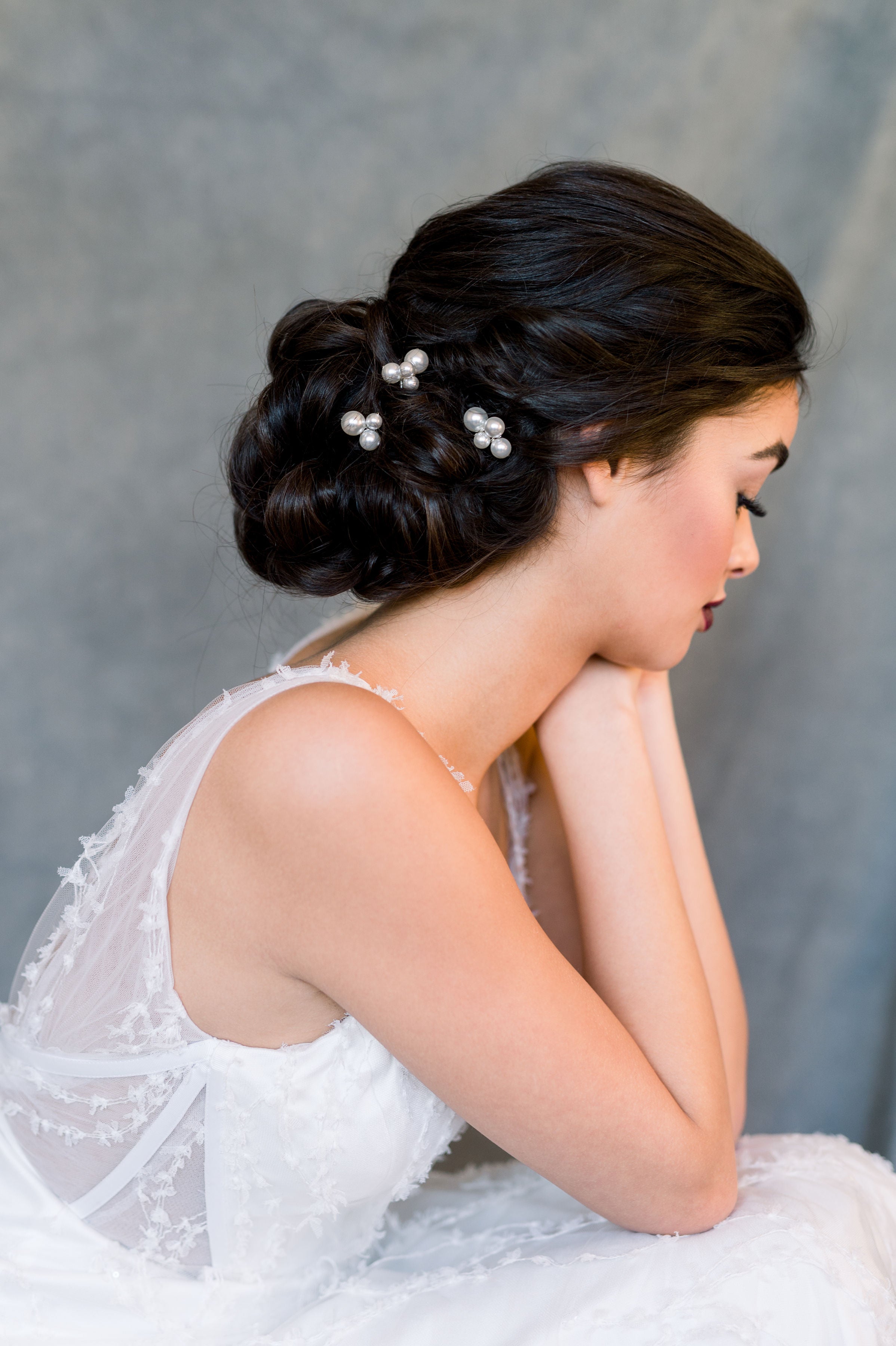 Large Oversized Pearls hand wired to metal hair pins. Available in silver, gold and rose gold finishes. - Made in Toronto Ontario Canada - Blair Nadeau Bridal -