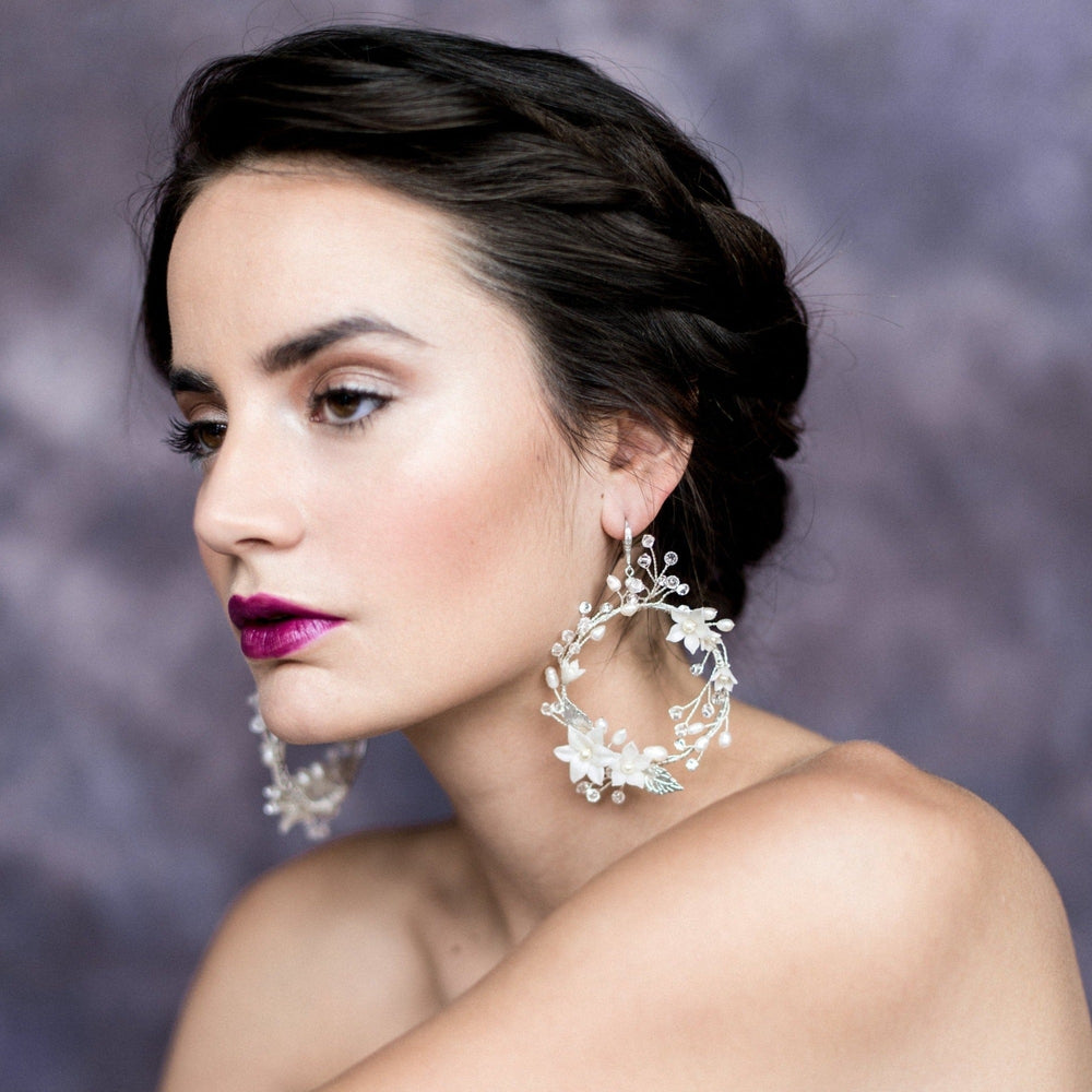 CATRINA Floral Vine Bridal Statement Earrings