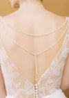 low back wedding jewelry with crystal pendant for brides