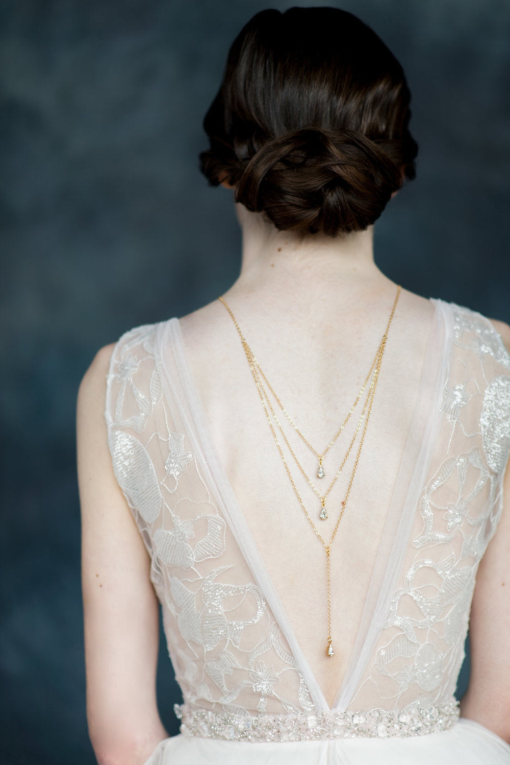 layered statement back chain for brides in toronto