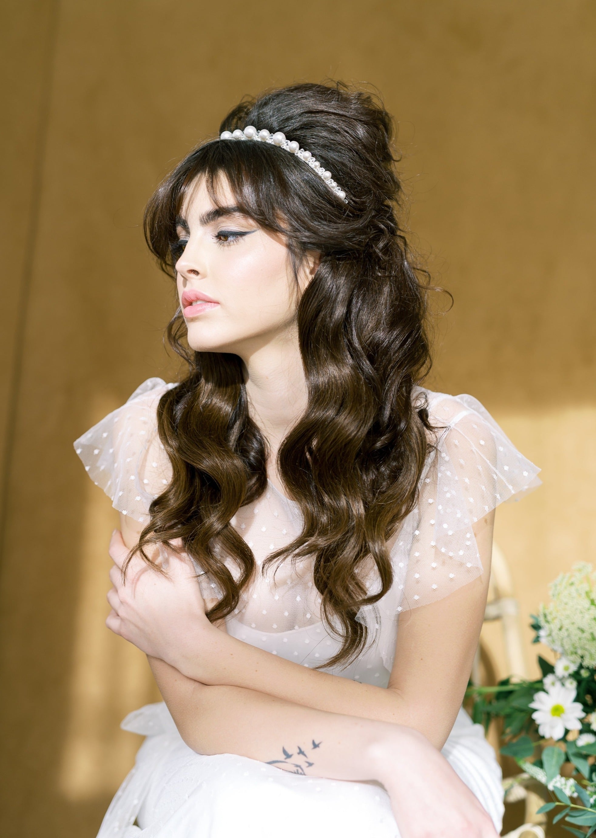 pearl and crystal headband for bridal showers in toronto