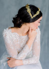 Leaf, Flower and Pearl Bridal Coronet Double Headband Vintage Inspired - Made in Toronto Ontario Canada - Blair Nadeau Bridal 