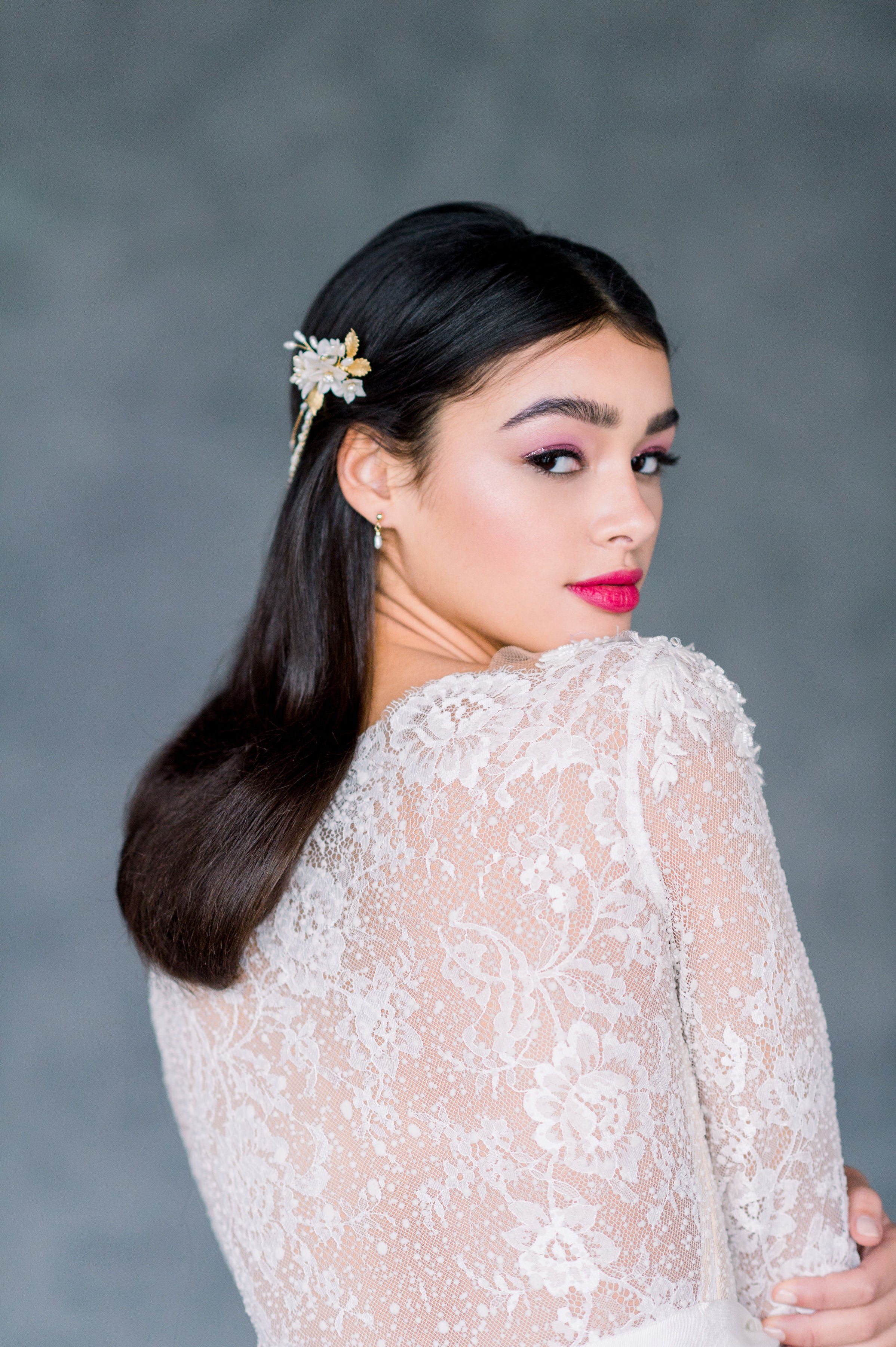 Vintage Freshwater Pearl Boho Bridal Hair Chain - Handmade in Toronto Ontario Canada - available in brass, silver, gold and rose gold- Blair Nadeau Bridal - 