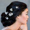 Boho Minimalist bridal hair pins for updo with clay flowers, freshwater pearls and crystals - made in toronto ontario canada - blair nadeau bridal 